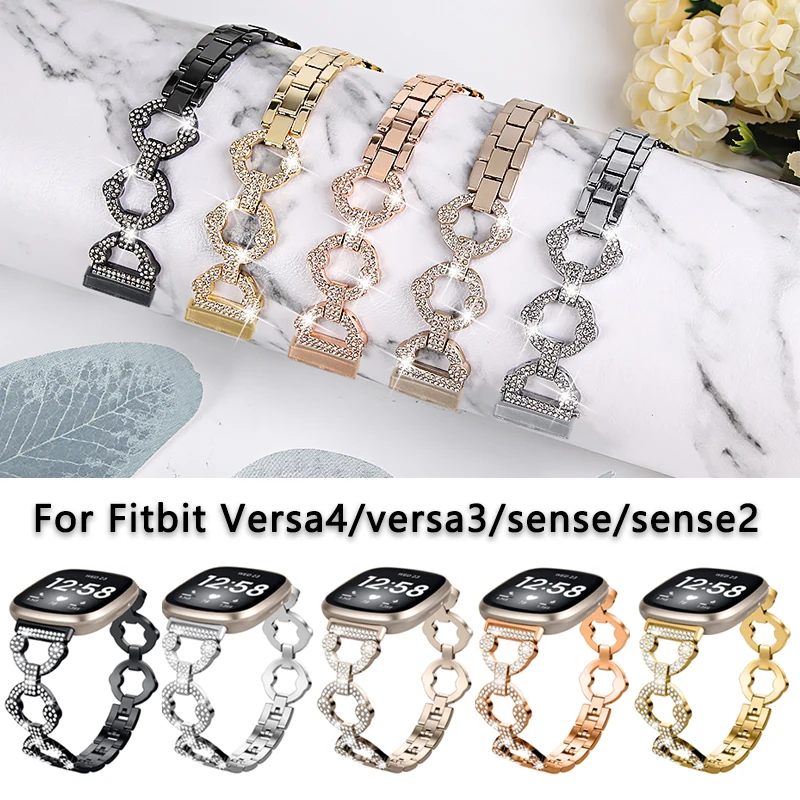 

Stainless Steel band for fitbit sense sense 2 Watchband O-Shape metal strap for fitbit versa 3 versa 4 Smart Watch Accessories