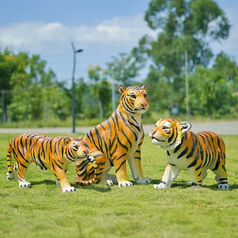 China Factory Life Size Fiberglass Lion Statue Resin Tiger Sculpture for birthday parties decor