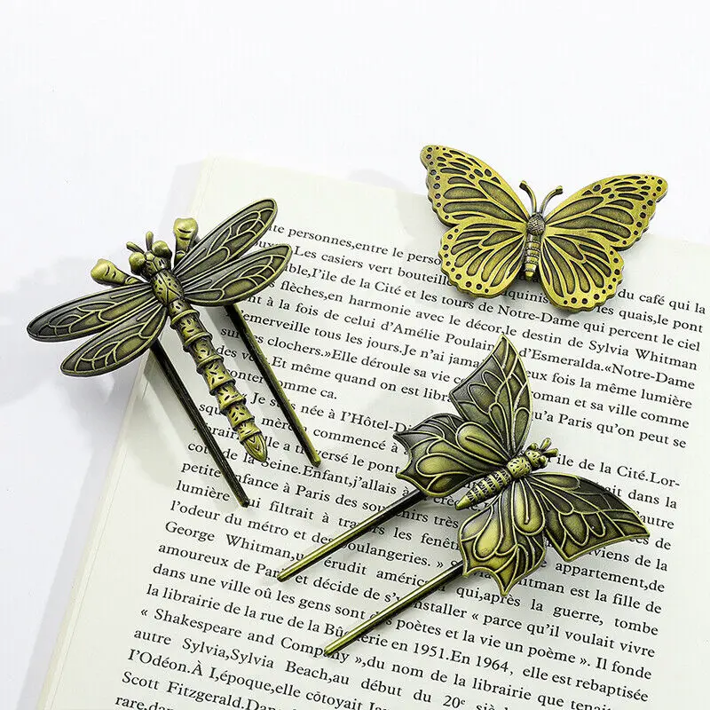 1PC Vintage Butterfly Bookmark Bronze Metal Book Clip Chinese Exquisite Brass Bookmark Student Book Holder School Stationery