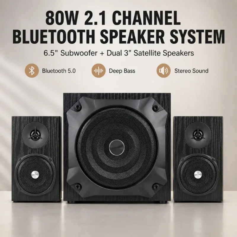 Powerful Bluetooth Speaker Set  6.5 Inch Subwoofer 2x3inch Satellite Speakers 4ohm Sound Box Audio For PC TV Home Theater