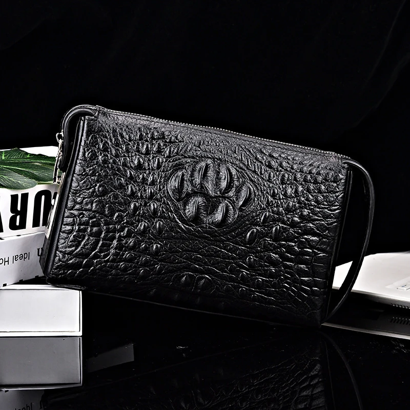 New Men's Handbag Made of Genuine Leather with Crocodile Pattern for Men, Simple and Anti theft Design bolsa sacoche homme