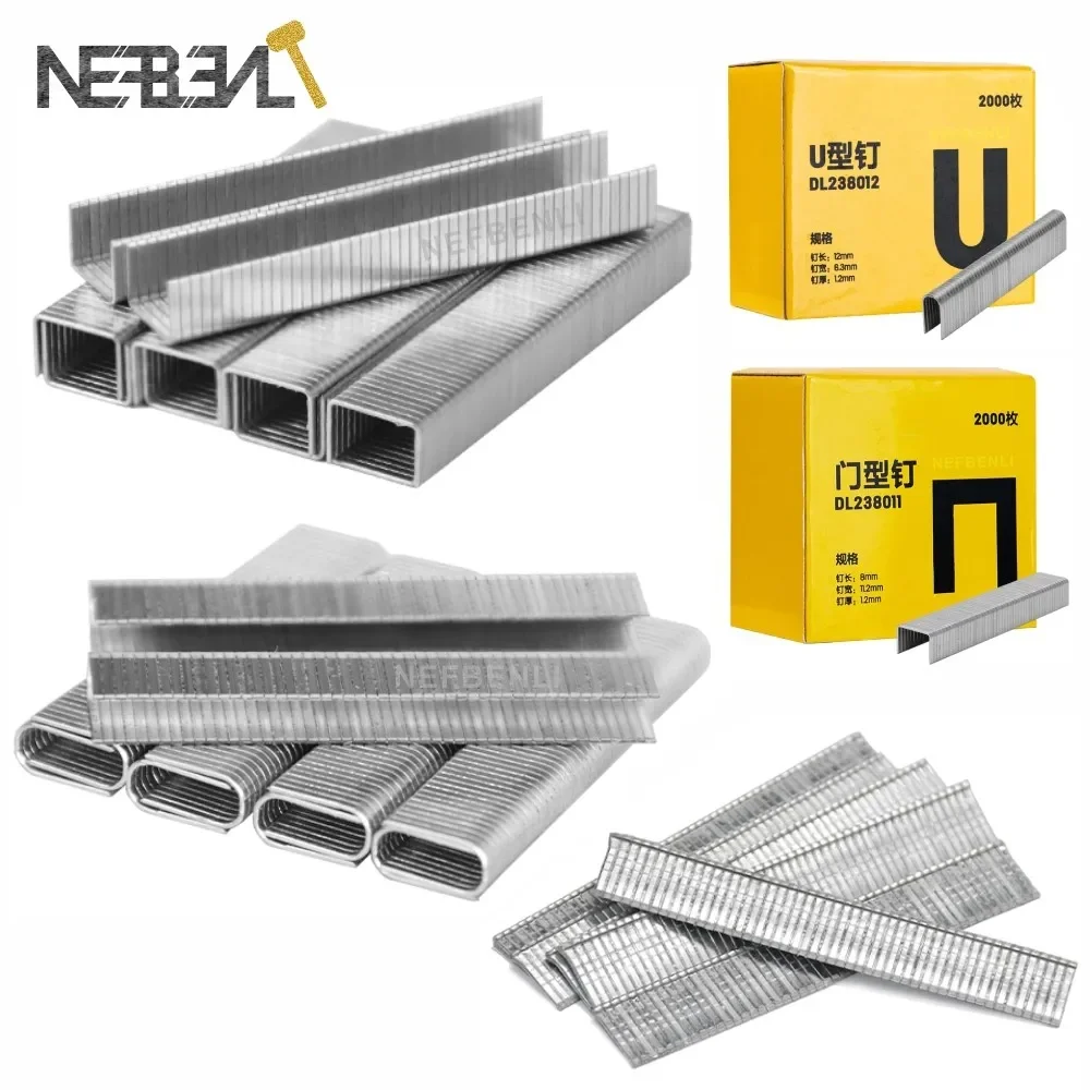 

2000pcs U/T/Door Shaped Staples 12*6.3mm/11.2*8mm/10.1*2mm Manual Nailing Woodworking Nail for Staple Gun Air Furniture Stapler