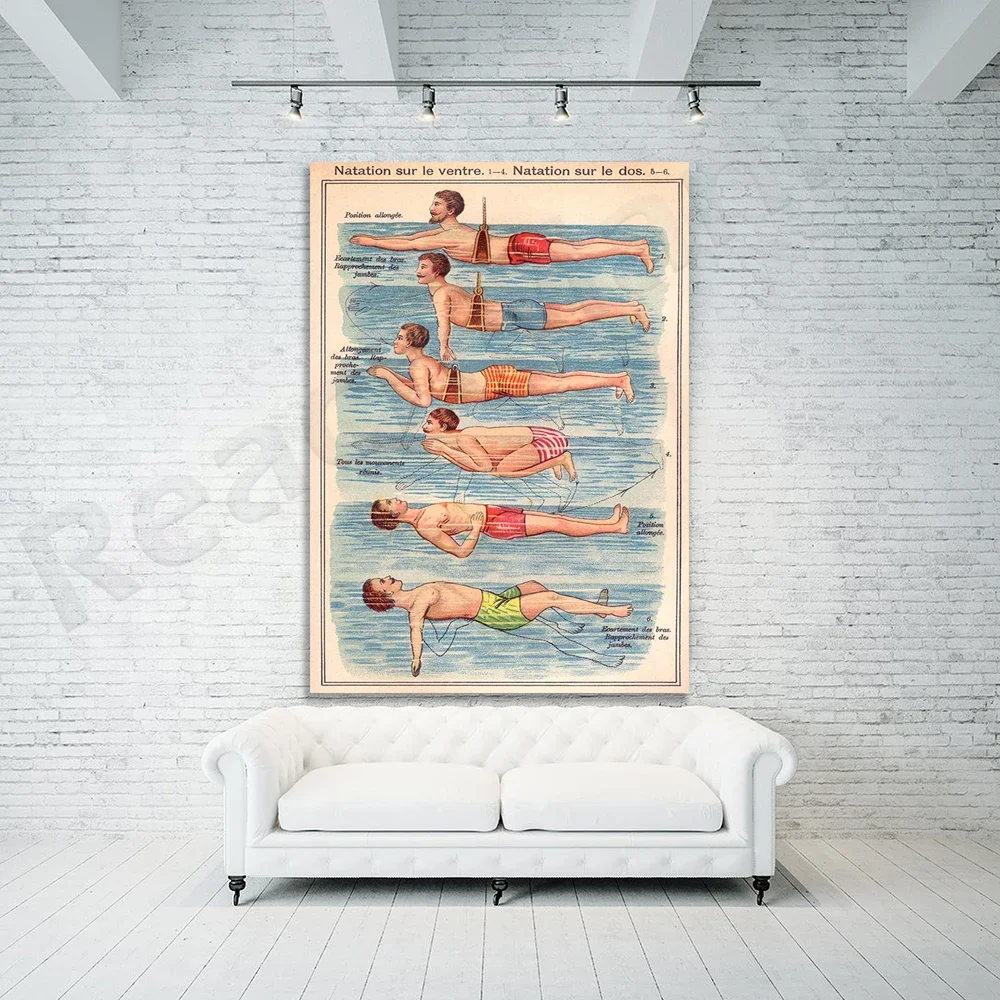 Vintage Swimmer Poster, Downloadable Art Print, Instant Download