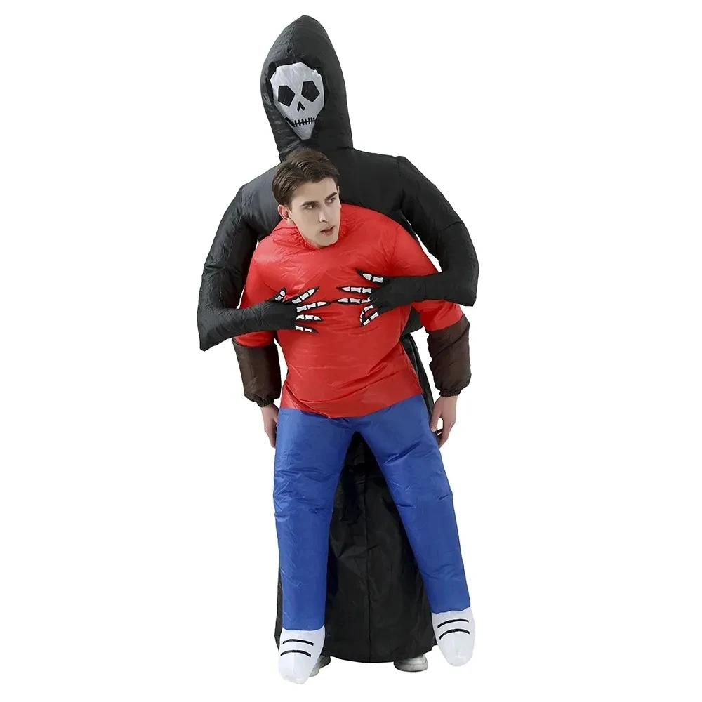 Traje inflável de halloween, traje inflável para festa, cosplay, vestido extravagante, grim reaper, fantasia inflável para adultos