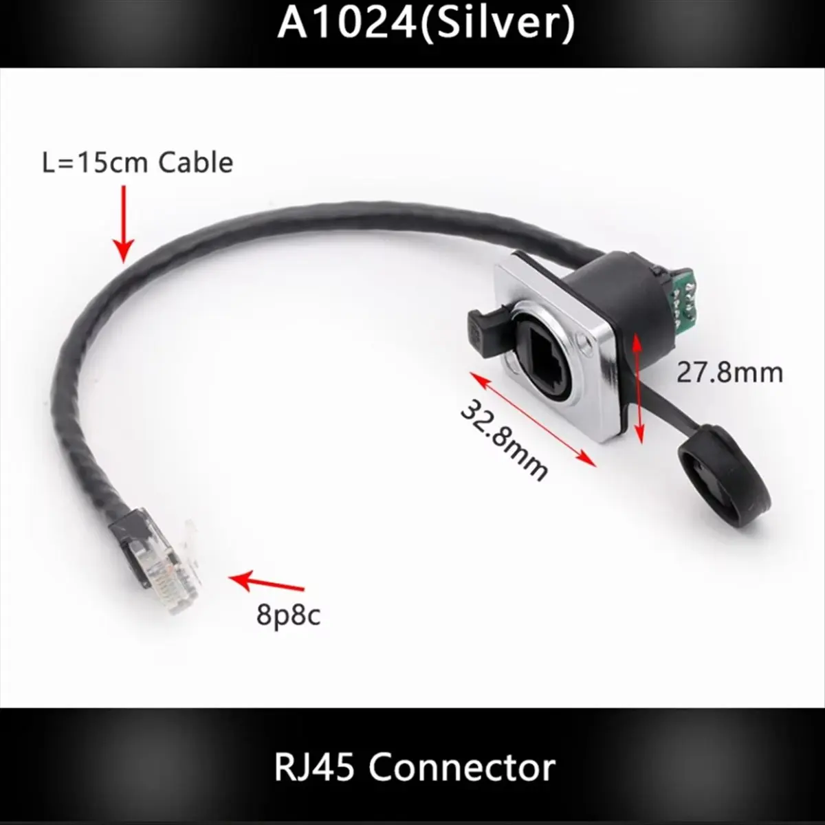 A64K RJ45 8p8c Waterproof Connector RJ45 Male to Female 15cm Cable Panel Mount Type Category 5 and 6 Waterproof Connectors