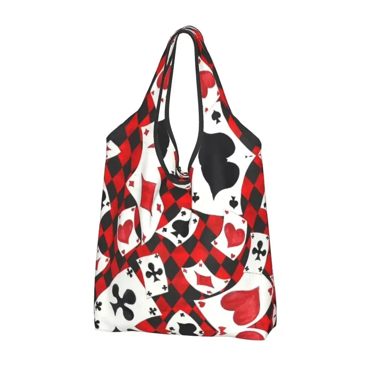 Recycling Cool Poker Playing Cards Pattern Shopping Bag Women Tote  Portable Gambling Card Game Grocery Shopper s