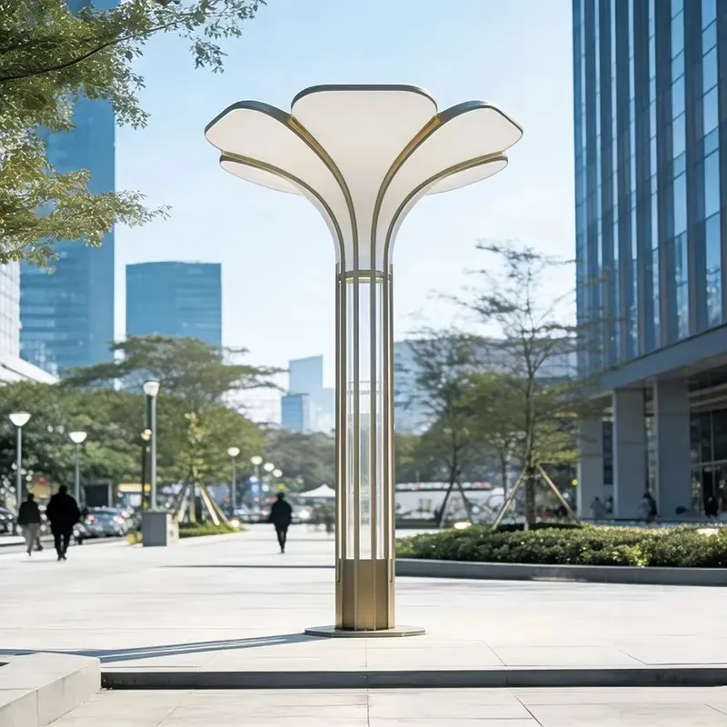 Gold-plated Petal Stainless Steel Acrylic IP65 Landscape Light Luxury Urban Outdoor Christmas Halloween Garden Decoration