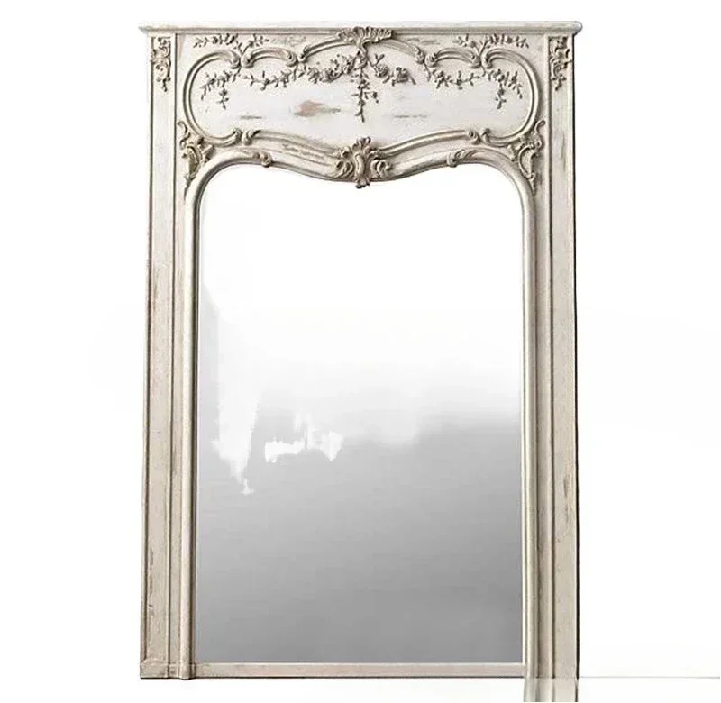 Solid wood carving flower full-length mirror custom furniture clothing store fitting mirror cloakroom floor-to-ceiling
