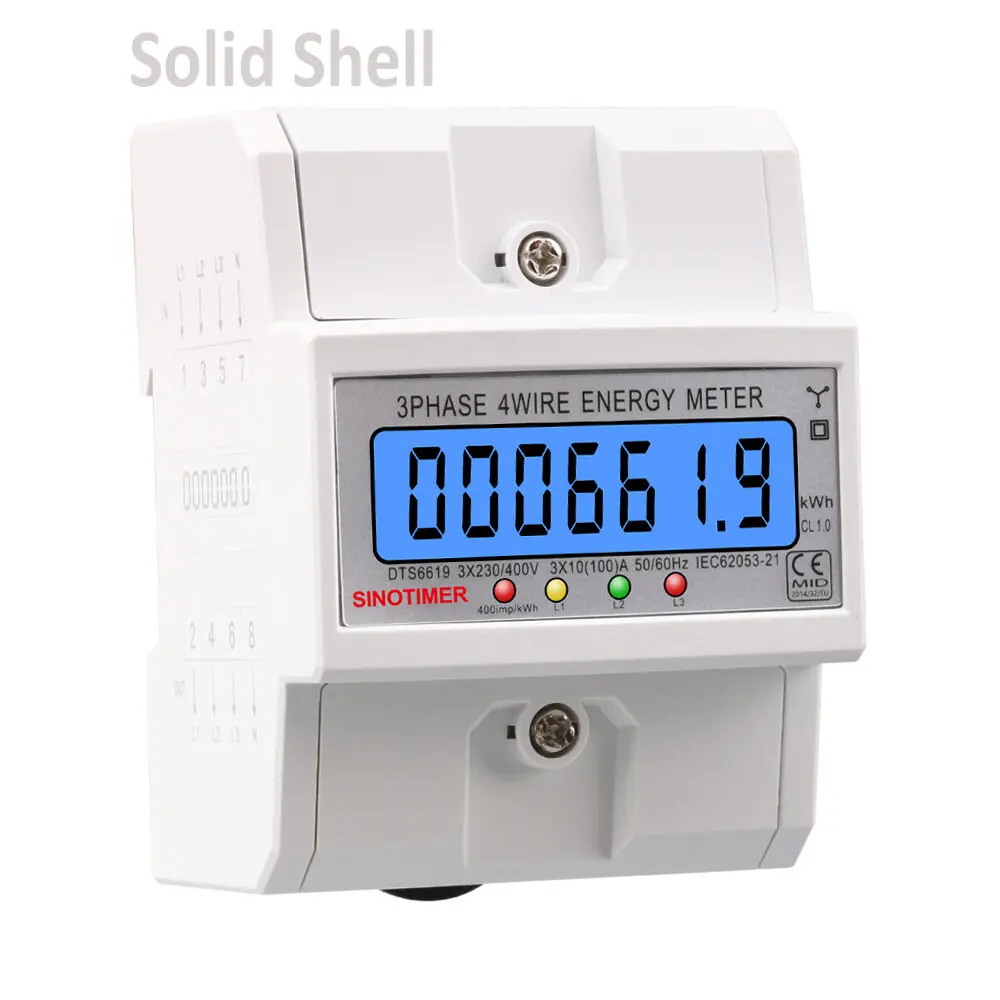 100A LCD Digital Display with Backlight Power Meter in Energy Meters Smart Electric Meter 3 Phase Kwh Meter DTS6619