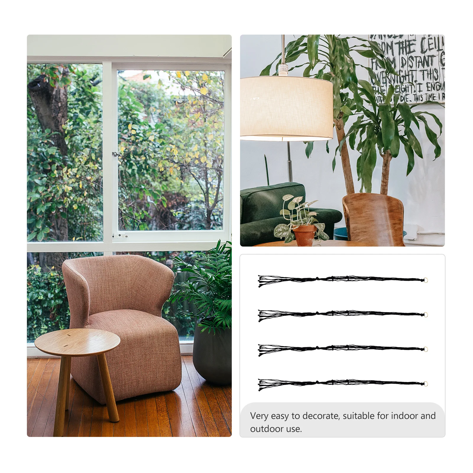 

4Pcs Hanging Plant Hanger Classic Retro Macrame Cotton Rope Indoor Outdoor Decorative Plant Holder Home Garden Decor