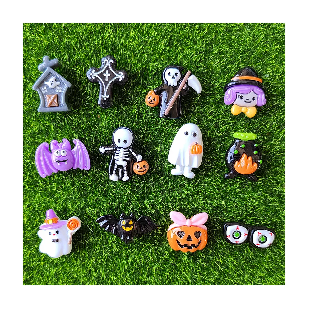 Flatback Mini Halloween Pumpkin Bat Resin Charms Cabochon For Slime Filler Kid DIY Mobile Phone Hairclip Keychain Craft