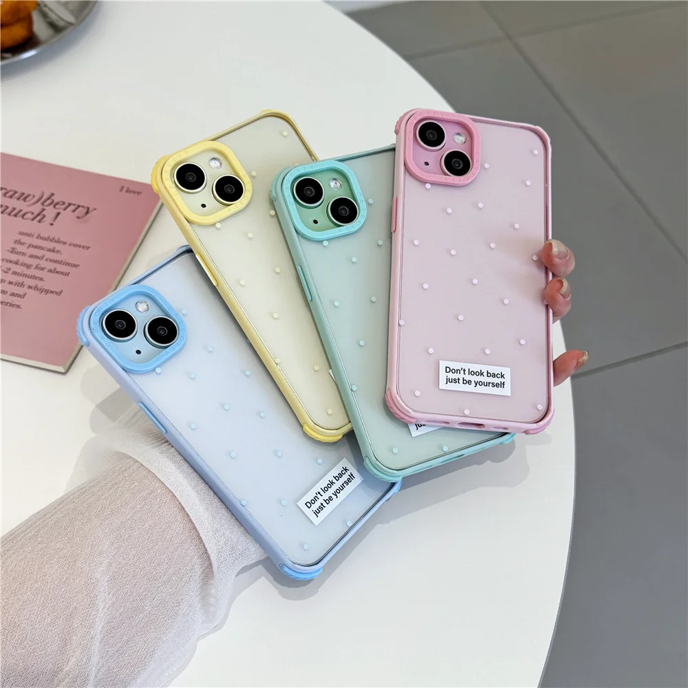 Small Fresh Color Wave Dot Mobile Phone Case, Suitable for Apple 15PRO, Simple Transparent Case, iPhone 14, iPhone 13, Niche