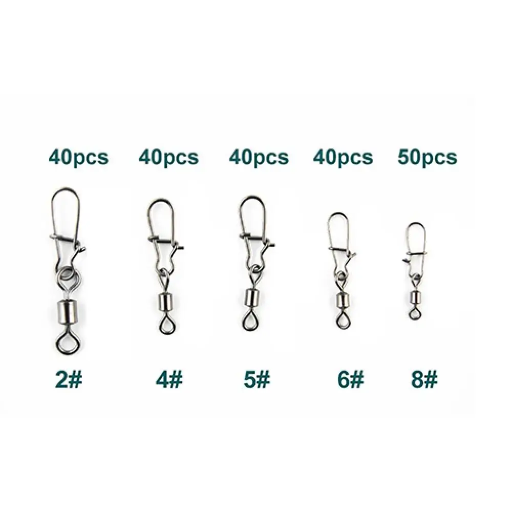 Ball Bearing Metal Clasp Fishing Connector Swivel 210 Pcs/set Rolling Fast-lock Snap Carabiner Clip