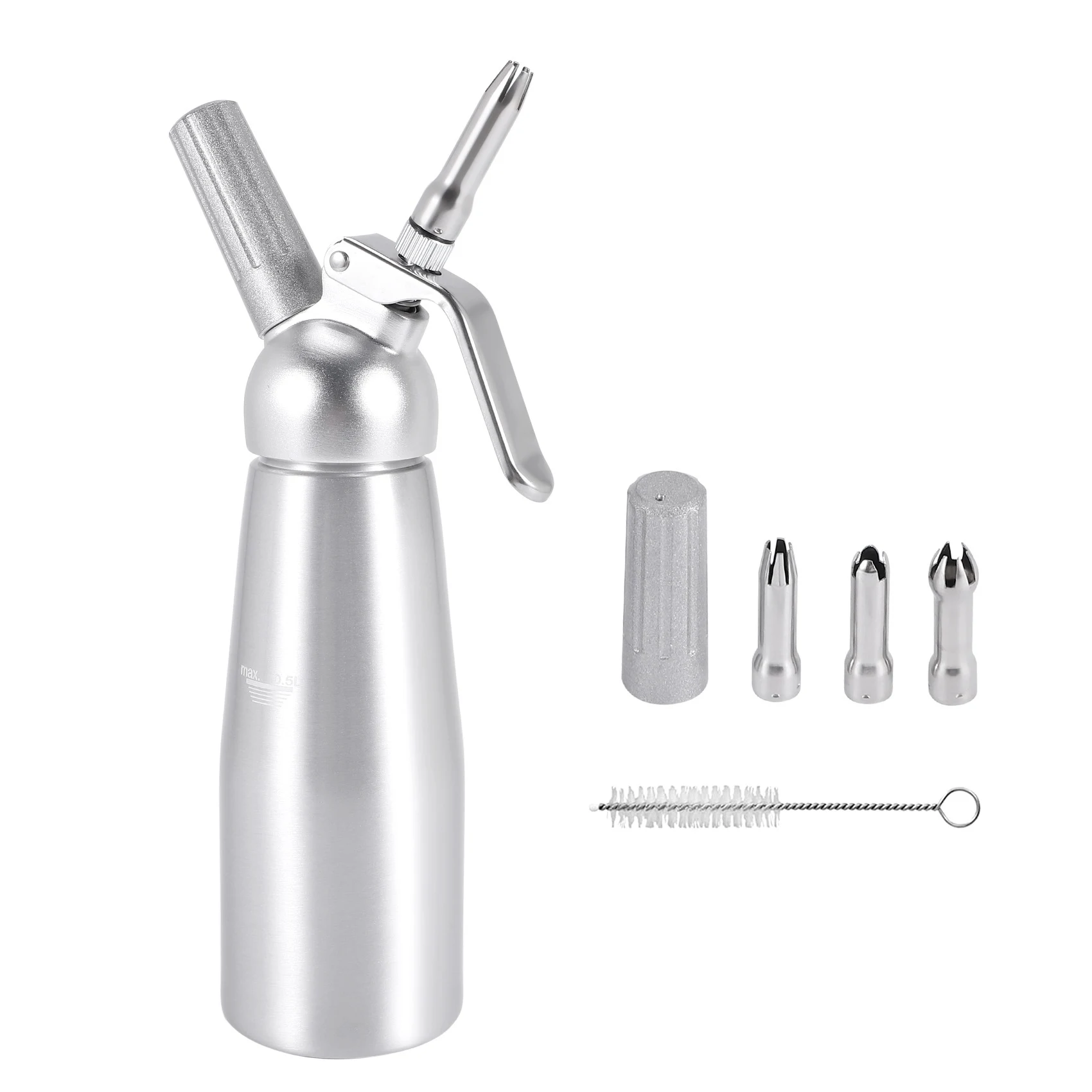 Professional Whipped Cream Dispenser Stainless Steel 500ML Capacity Canister Homemade Whipped Cream Maker