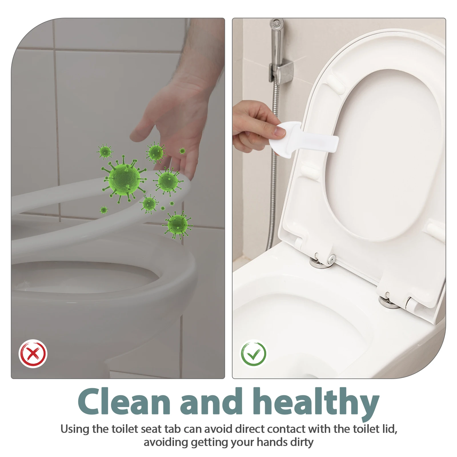 2 pcs Toilet Seat Lifter Adhesive Abs Cover Picker Holder Riser Gadget Bathroom Part Lid Tool Fit Easy Operate Bowl Tab