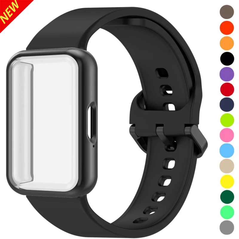 Zachte hoes + siliconen band voor Samsung Galaxy Fit 3 Officiële bandarmbandkit Correa voor Galaxy Fit3 Beschermende schaalaccessoires