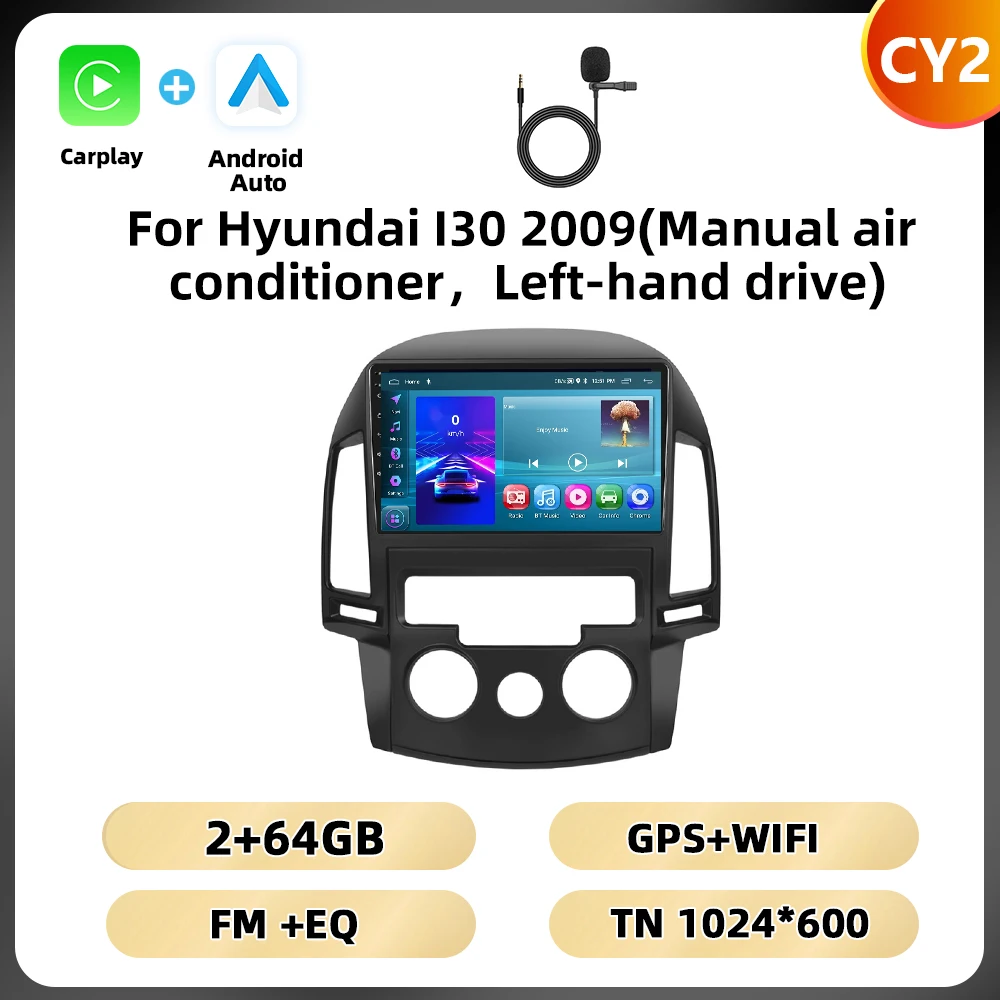Podofo 8 + 128G 2din Autoradio Voor Hyundai I30 2009 Multimediaspeler 8Core Wifi Gps Carplay Android Auto Dsp Bluetooth Auto Audio