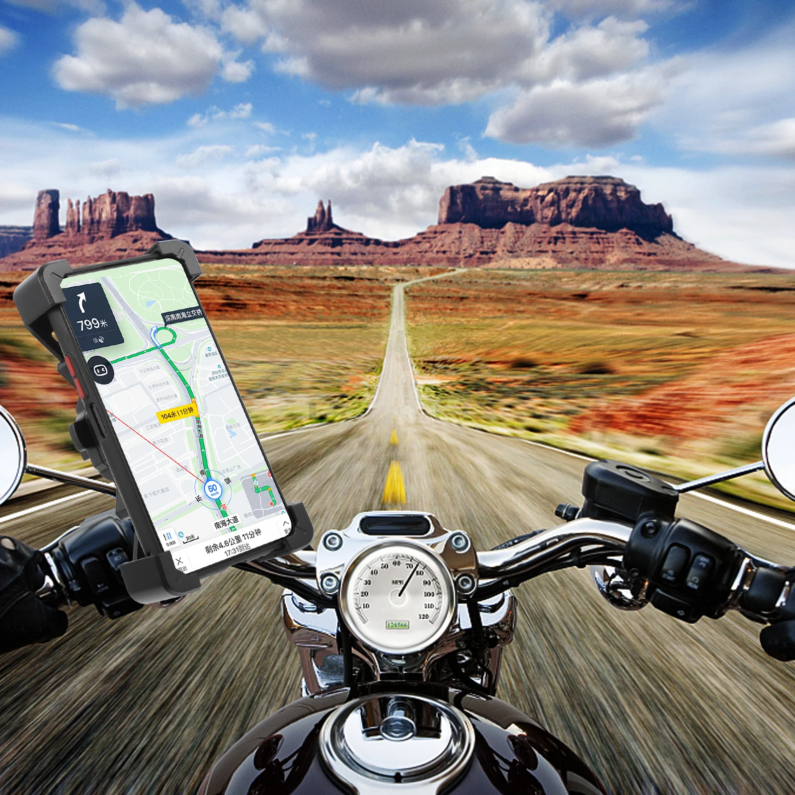 

Universal Bike Phone Holder Adjustable Motorcycle Handlebar Mount Shockproof Anti Vibration Cellphone Support Stand For
