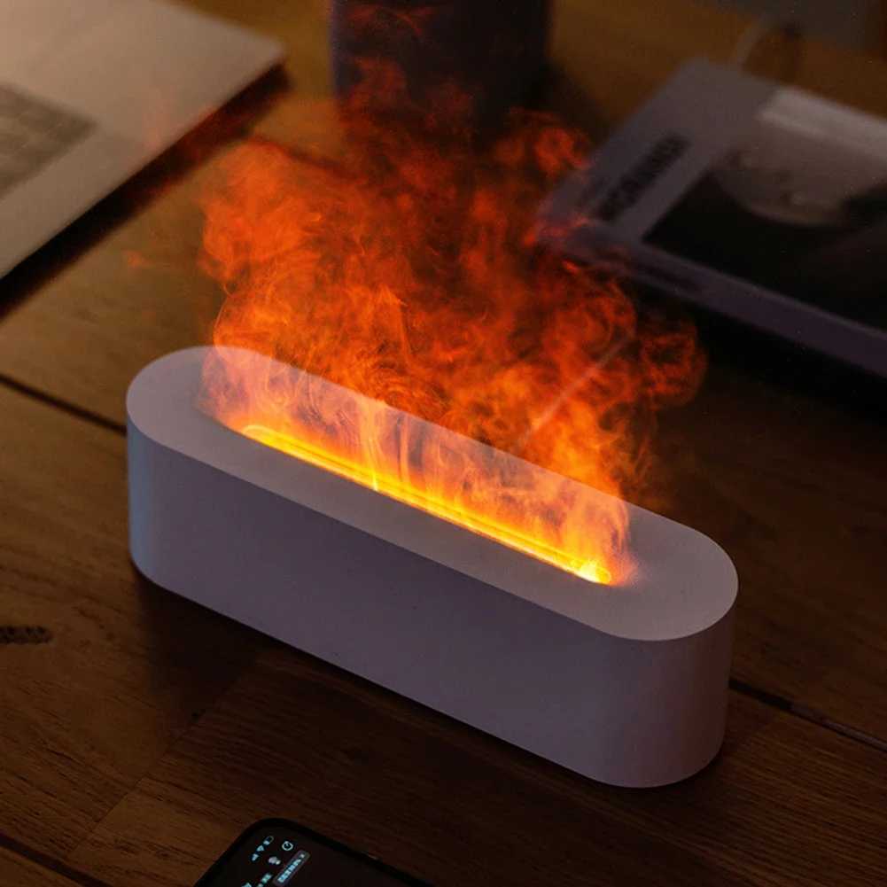 Simulated Flame Humidifier 3D Colorful Atmosphere Light Aromatherapy Diffuser Flame Air Humidifier Ultrasonics Freshening Spray