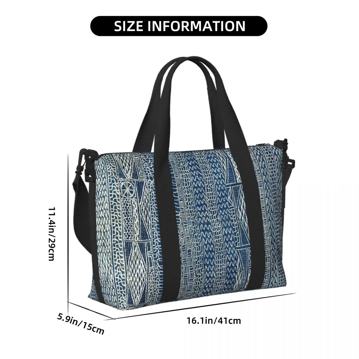 Ndop Cameroon West African Textile Beach Travel Bag Large Capacity Tote Bags for Gym Yoga Women Shopping Duffle Shoulder Bag
