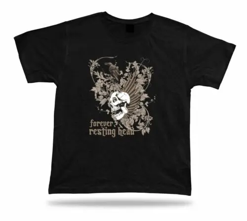 Tshirt Tee Shirt Birthday Gift Idea Forever Resting Skull Raven Death Floral Fly