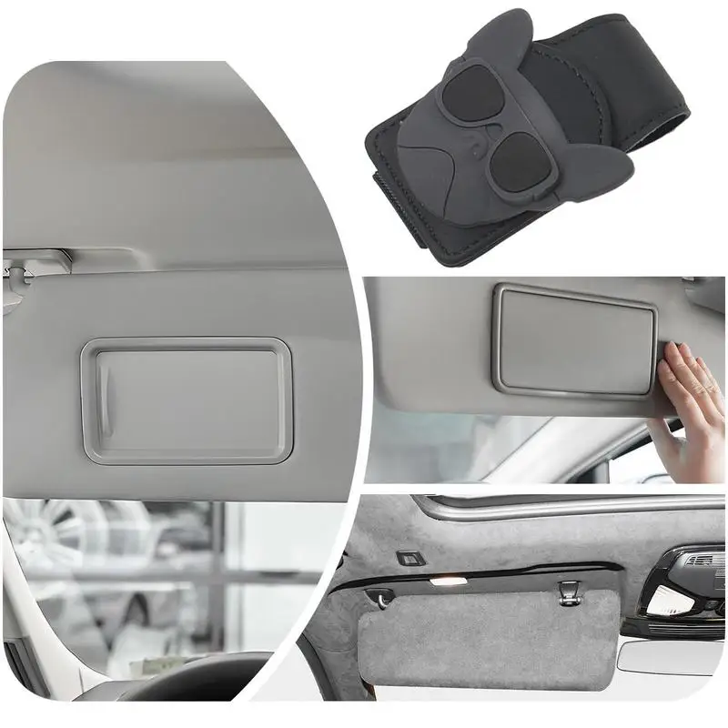 Sunglass Holder For Car Visor PU Leather Glasses Support Sunglass Holder Clip Car Interior Storage Multi-Function Eyeglasses