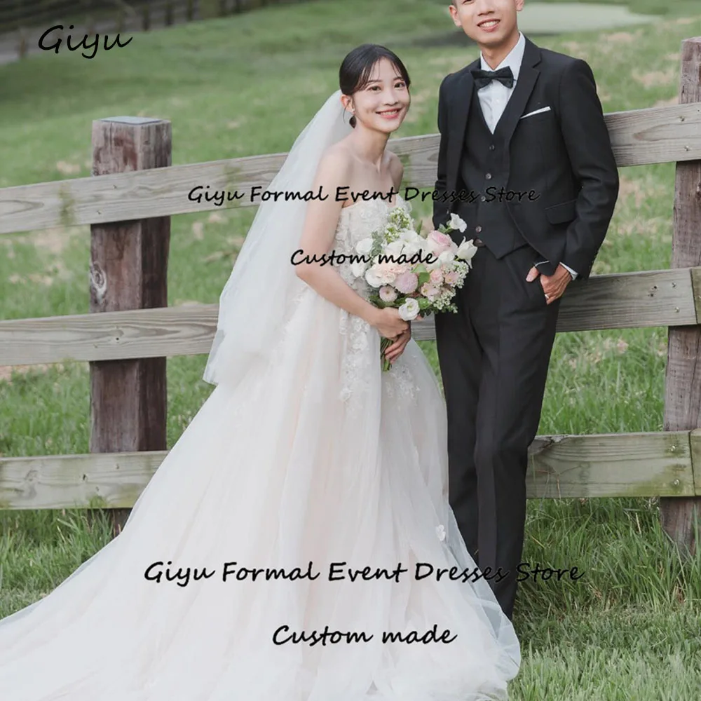 Giyu Simple Lace Followers Wedding Dresses For Woman Sleeveless Floor-Length Bridal Gown Vestidos Novias Boda 2024