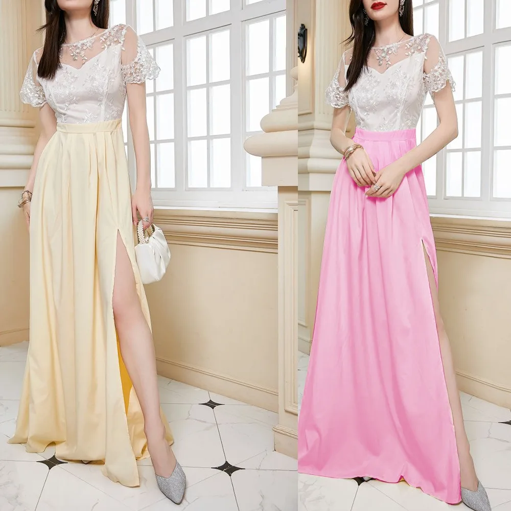 Sexy Evening Dress Lace Short Sleeve Wedding Bridesmaid Dresses Spring Summer Party Gown Formal Matching Set