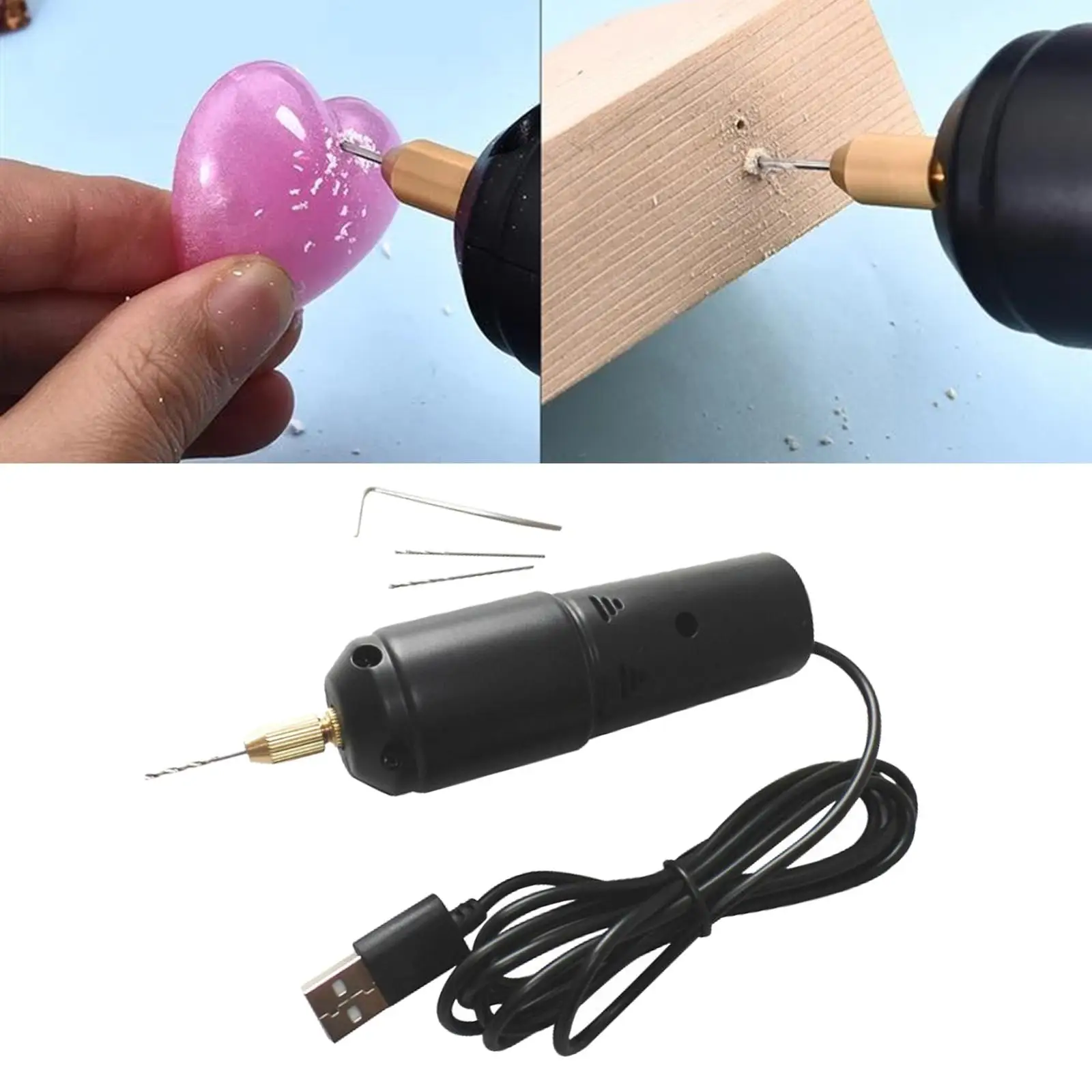 مثقاب يدوي محمول Micro USB مع 5 قطع ومفتاح ربط #5