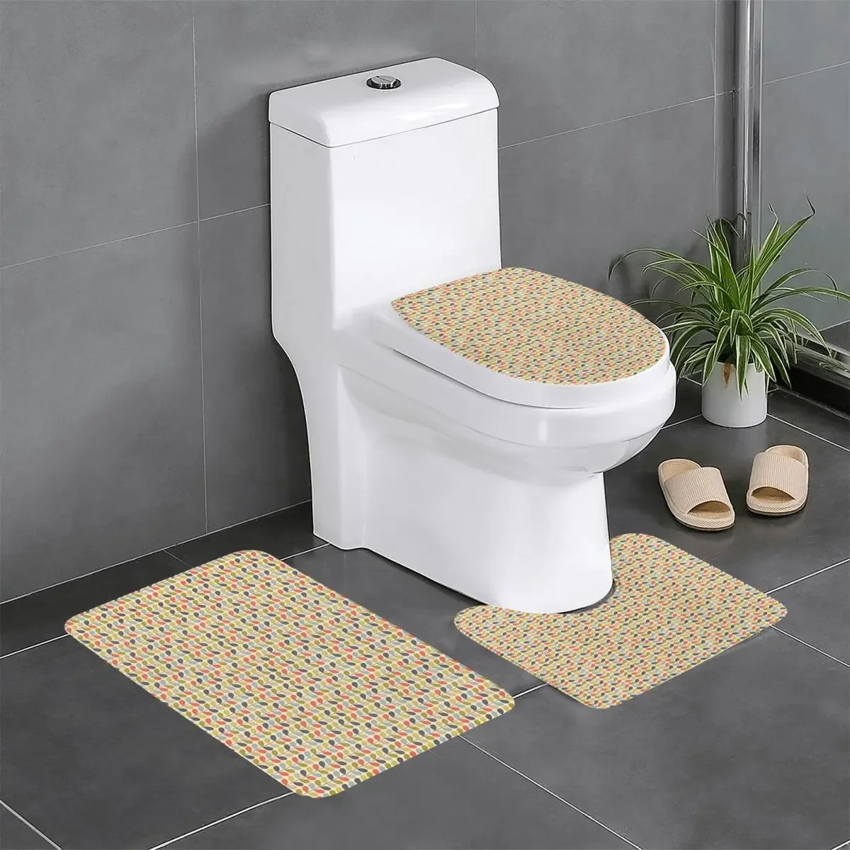 

Custom Orla Kiely Multi Stem Bathroom Rugs Set 3 Pieces Non-Slip Scandinavian Pattern Toilet Bath Mat Sets