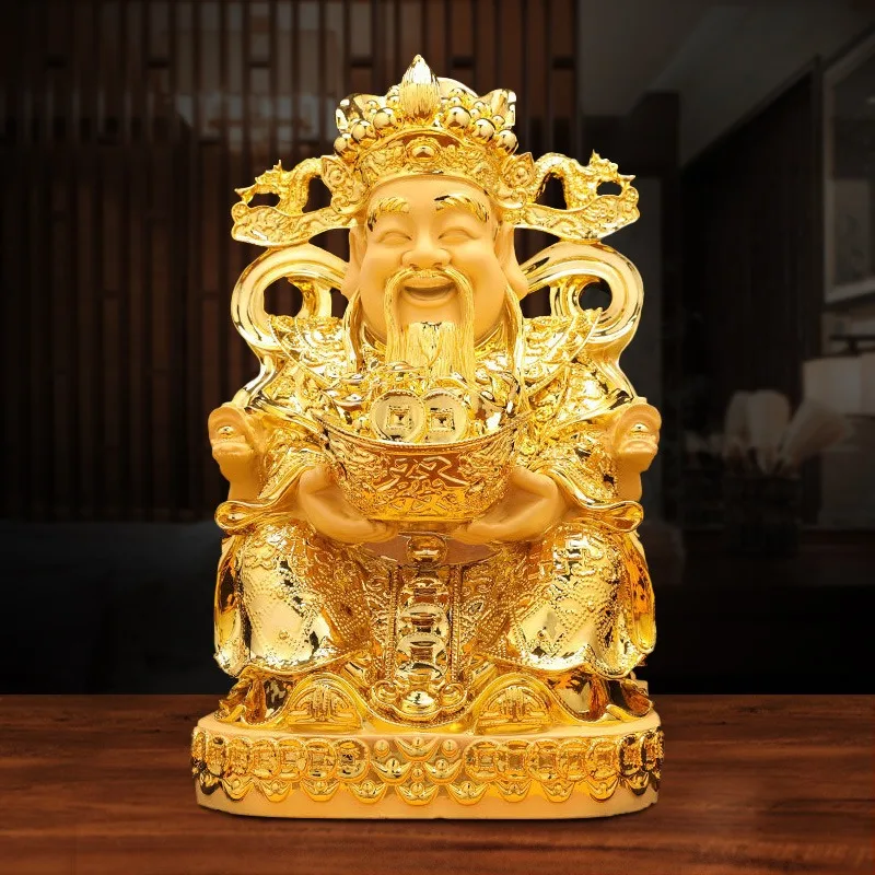 

Chinese Style Lucky Fengshui God of Wealth Ornaments for Home Living Room Store Opening Gifts Sculptures Crafts