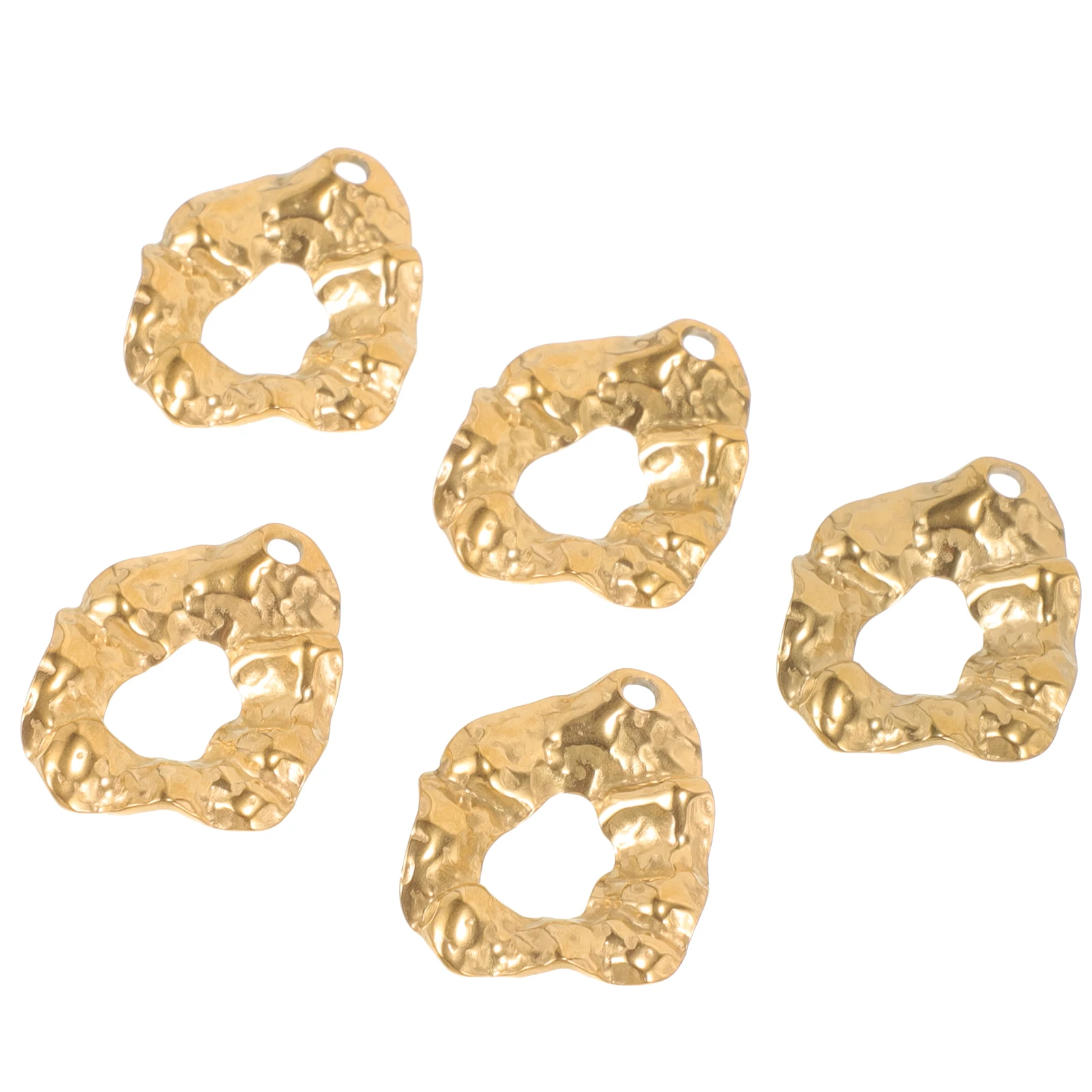 

5 Pcs Earrings Water Drop-shaped Pendant Charms Jewelry Making Golden Stainless Steel for