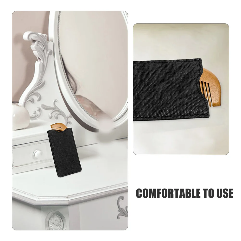 4pcs Comb Organizer Pouch Soft Faux Travel Case For Hair Mustache Beard Scissor Storage Multifunctional Beauty Tool