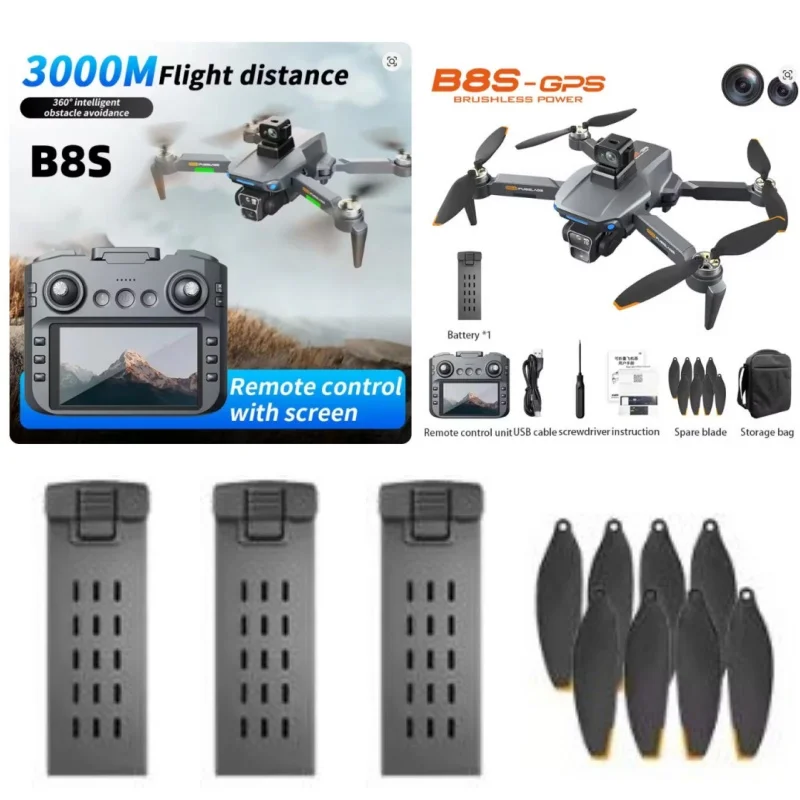 B8S GPS Drone Battery 7.4V 3000MAH Battery/Propeller For B8S GPS Drone B8S GPS Drone Battery Blades B8S Dron accessory
