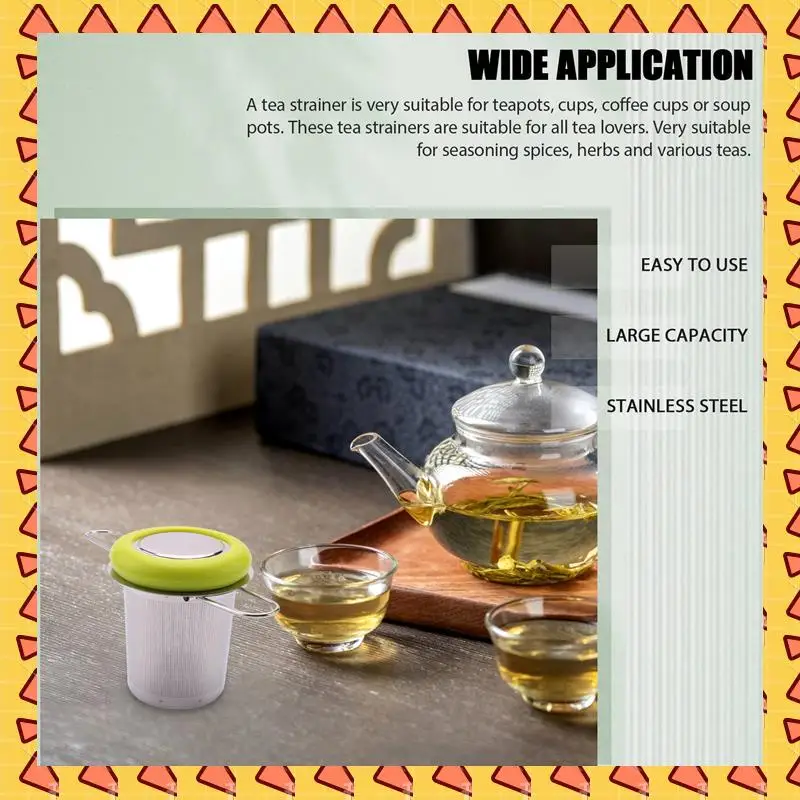 A008 Tea Infuser Stainless Steel Tea Strainer Folding Handle Tea Filter Extra Fine Mesh Strainer Brewing Basket