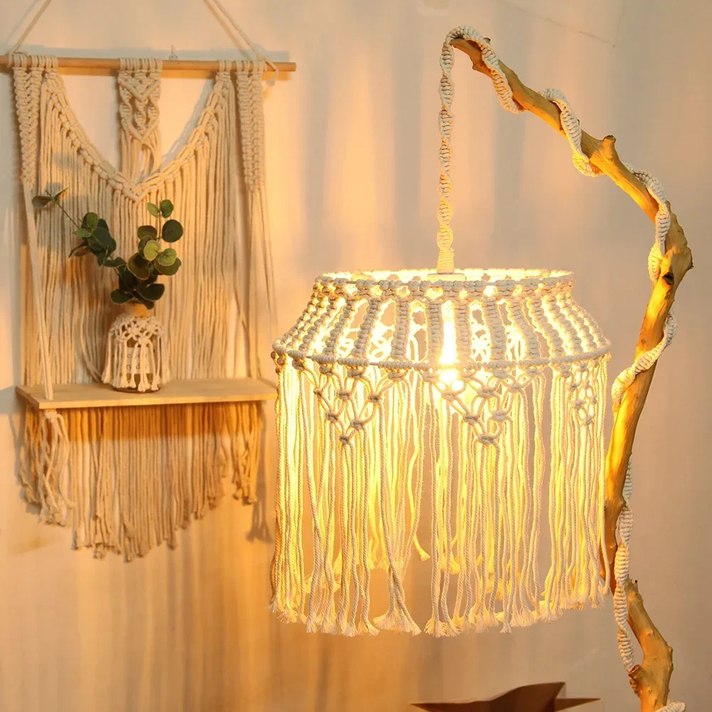 

Led Standing Floor lamp Woven Braided Nordic Lamp with E27 7W Bulb INS Indoor Ceiling/Stand Light for Room Corner Decoration