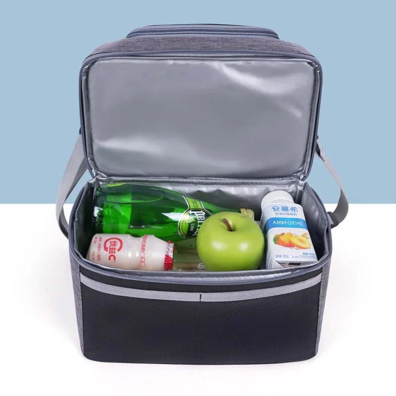 1pcs Double-Layer Lunch Bag Minimalist Insulated Bag Crossbody Handheld Bag Portable Lunch Box Insulation Bag for Work & Picnic