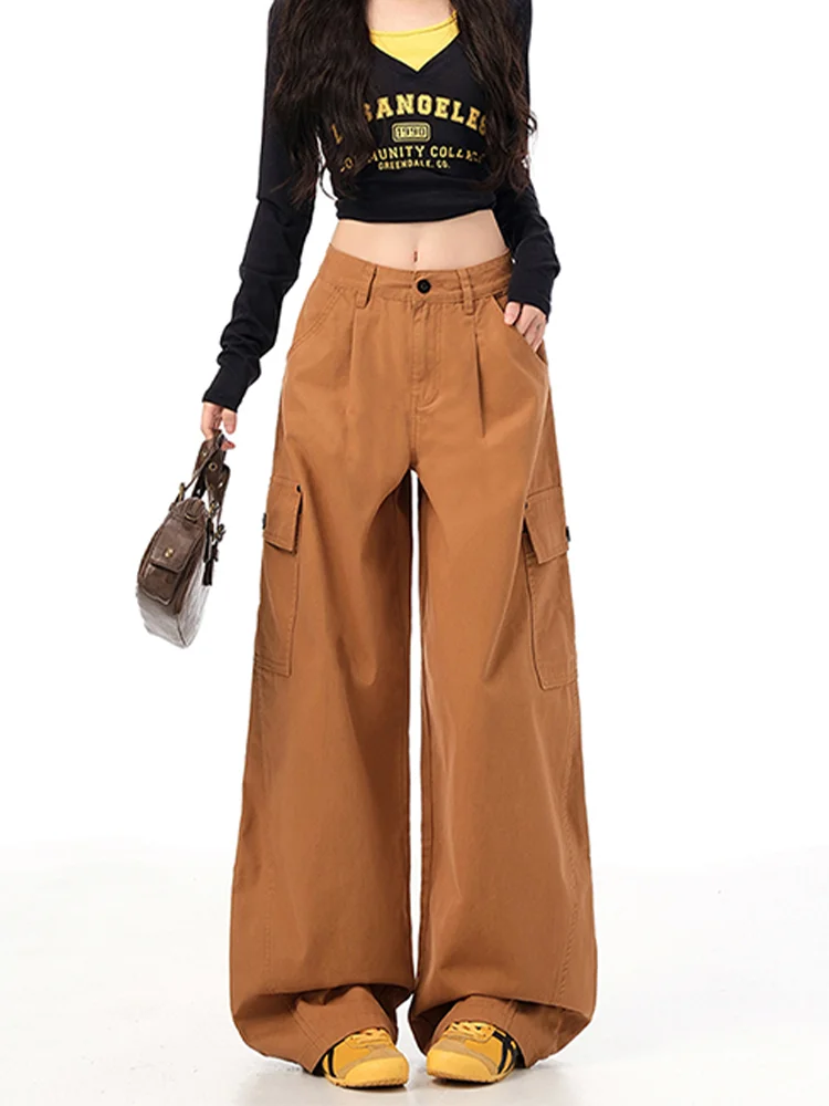 

Женские повседневные брюки-карго Y2K Harajuku High Street 2000S Стиль Эстетические широкие брюки с высокой талией Брюки Одежда 2025 Новинка
