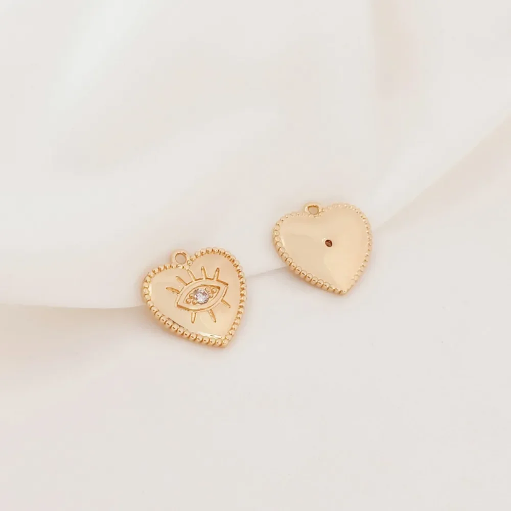 

14K Gold-plated and Zirconium-inlaid LOVE Heart Pendant, Heart-shaped Pendant, Ear Pendant, Diy Handcrafted