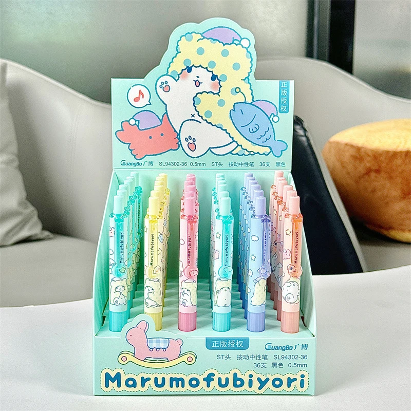 Sanrio Kawaii Marumofubiyori Cartoon Gel Pen Ball Pen Black 0.5Mm Gel Ink Pen Toys Student Cute Children Birthday Gift For Girls