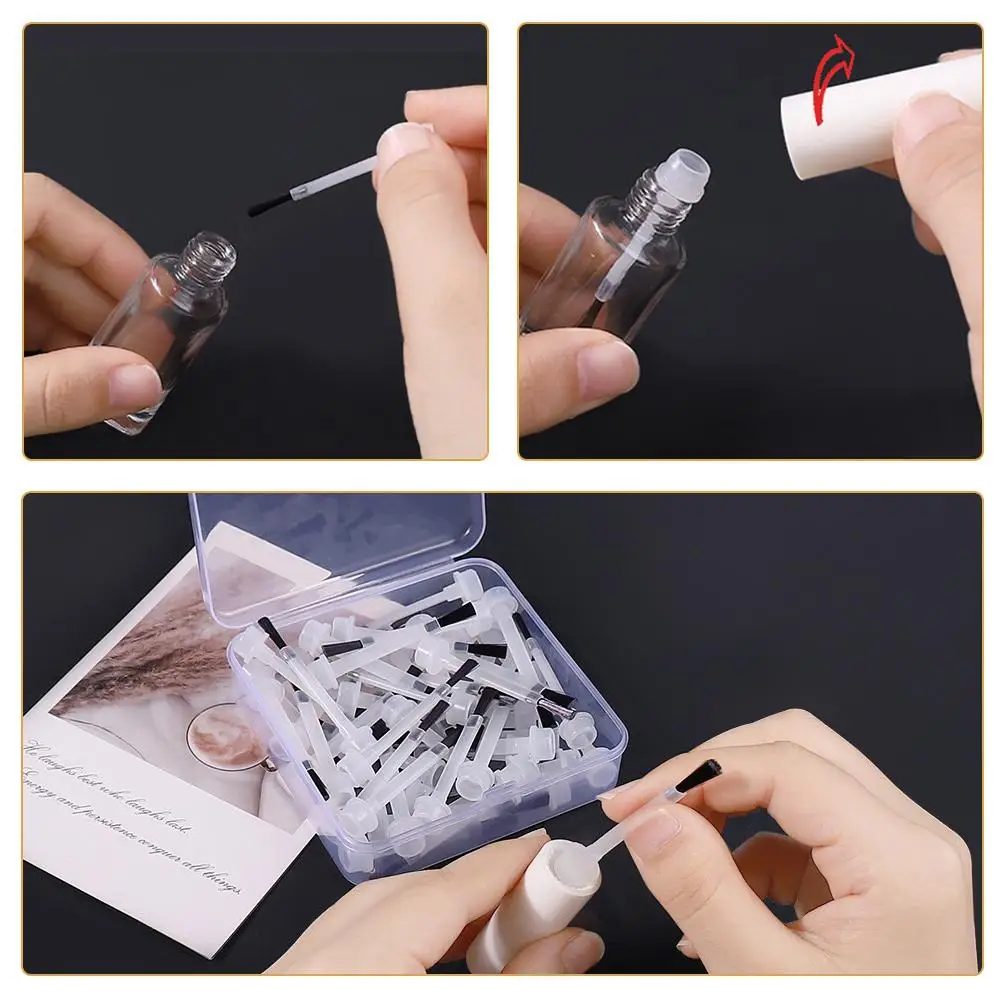 50pcs 일회용 네일 브러쉬 교체 인체 공학적 핸들 DIY 전문 사용 네일 아트 도구에 적합한 정확한 응용 프로그램