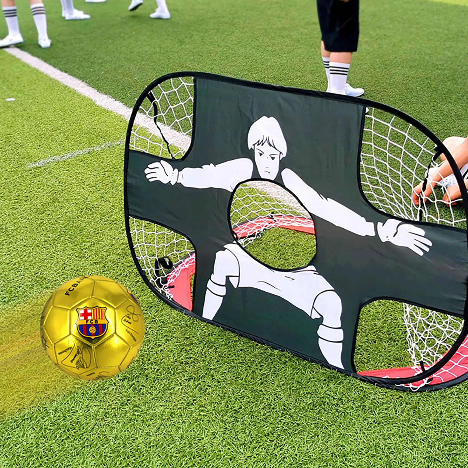 2 in 1 Pop Up Kids Soccer Goal Easy Folding Lightweight Soccer Goal for Children Football Playing Training MIAO