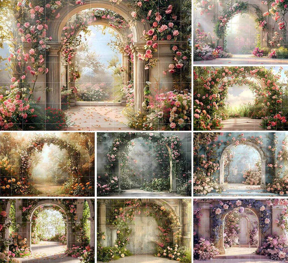 Mehofond Photography Background Vintage Garden Flower Arch Adult Birthday Wedding Maternity Portrait Decor Backdrop Photo Studio