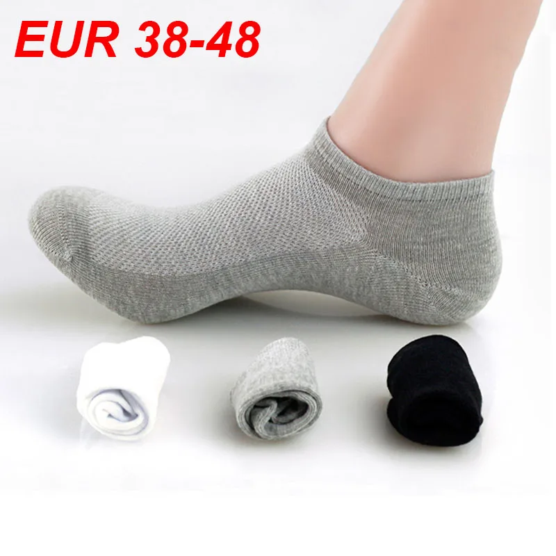 Chaussettes courtes respirantes pour hommes, maille de document solide, haute qualité, bateau masculin, salle de bain, grande taille, été, 1 paire