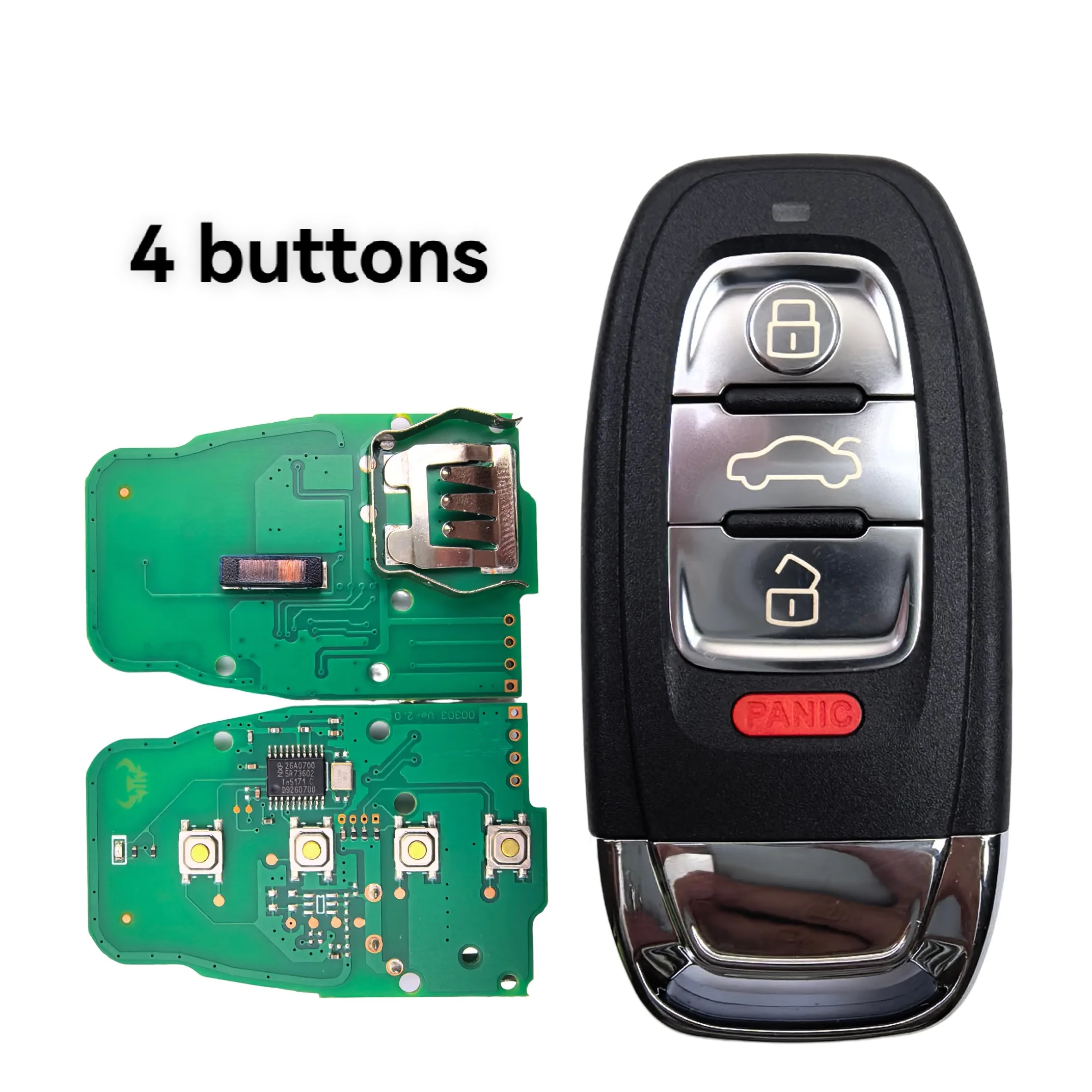 315/433/868MHz FCC ID: IYZFBSB802 P/N:8K0837754C/754D/754F Für Audi A3 A4 A5 A6 A8 Q5 Q7 2009-2015 Smart Fernbedienung Autoschlüssel – Detail 5