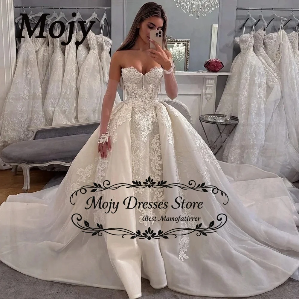 

Элегантные кружевные свадебные платья Mojy, свадебные платья с вырезом «сердечко», без рукавов, 2026, на заказ, Vestidos Novias Boda