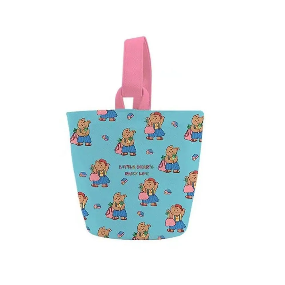 

Simple Large Capacity Retro Bear Bucket Bag Dog Korean Style Canvas Handbag Tote Bag Lunch Bag Mummy Bag Girls