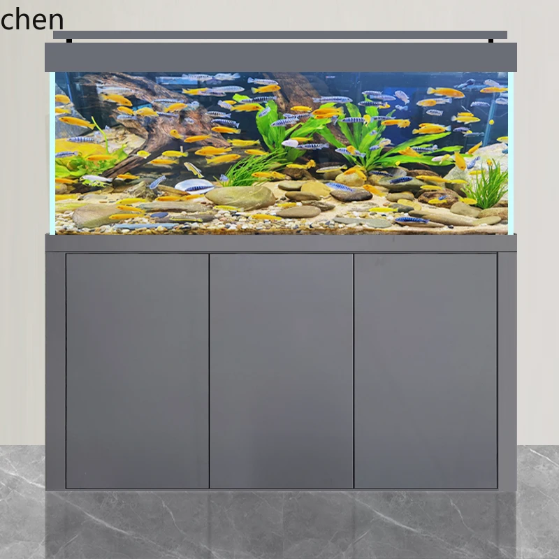 

HTT new arowana tank aquarium bottom filter living room large floor office water-free ultra-white tank