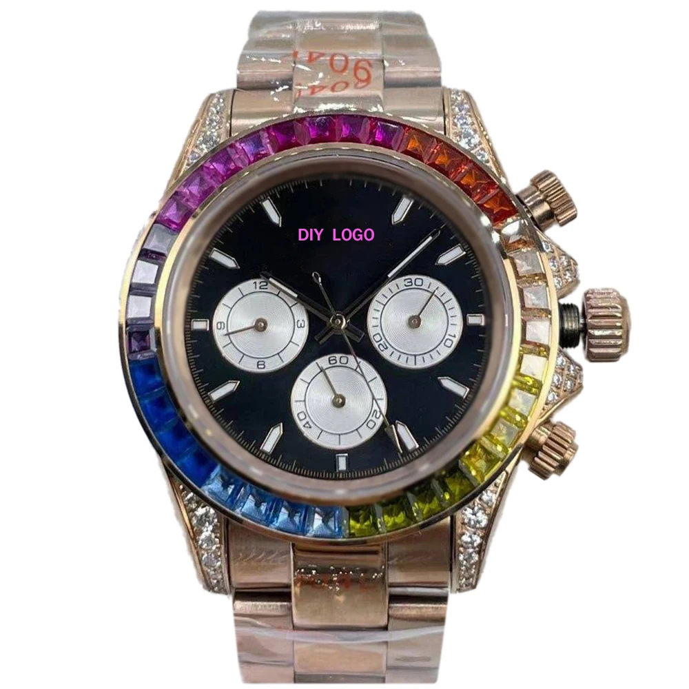 Customized Logo40mmhigh-end men's watch - Diamond watch mechanical movement, luxurious design, the best gift for men