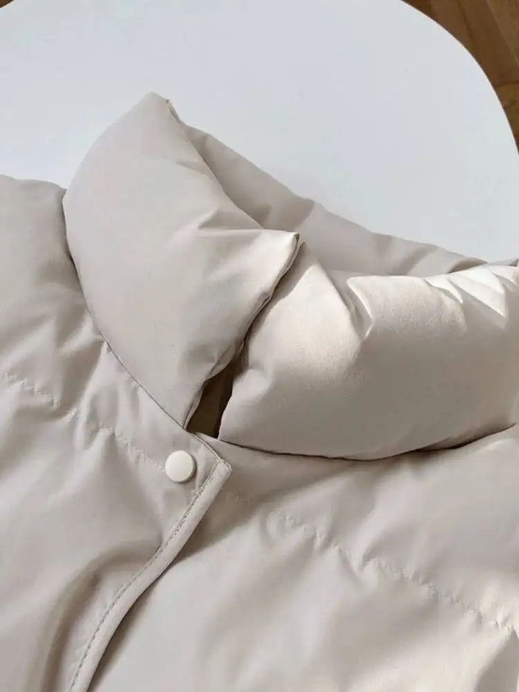 ZMEENNA Bezrękawniki damskie ze stójką, zapinane na jeden guzik, jednokolorowe kurtki na jesień 2025, nowe modne topy damskie, model ZM4053